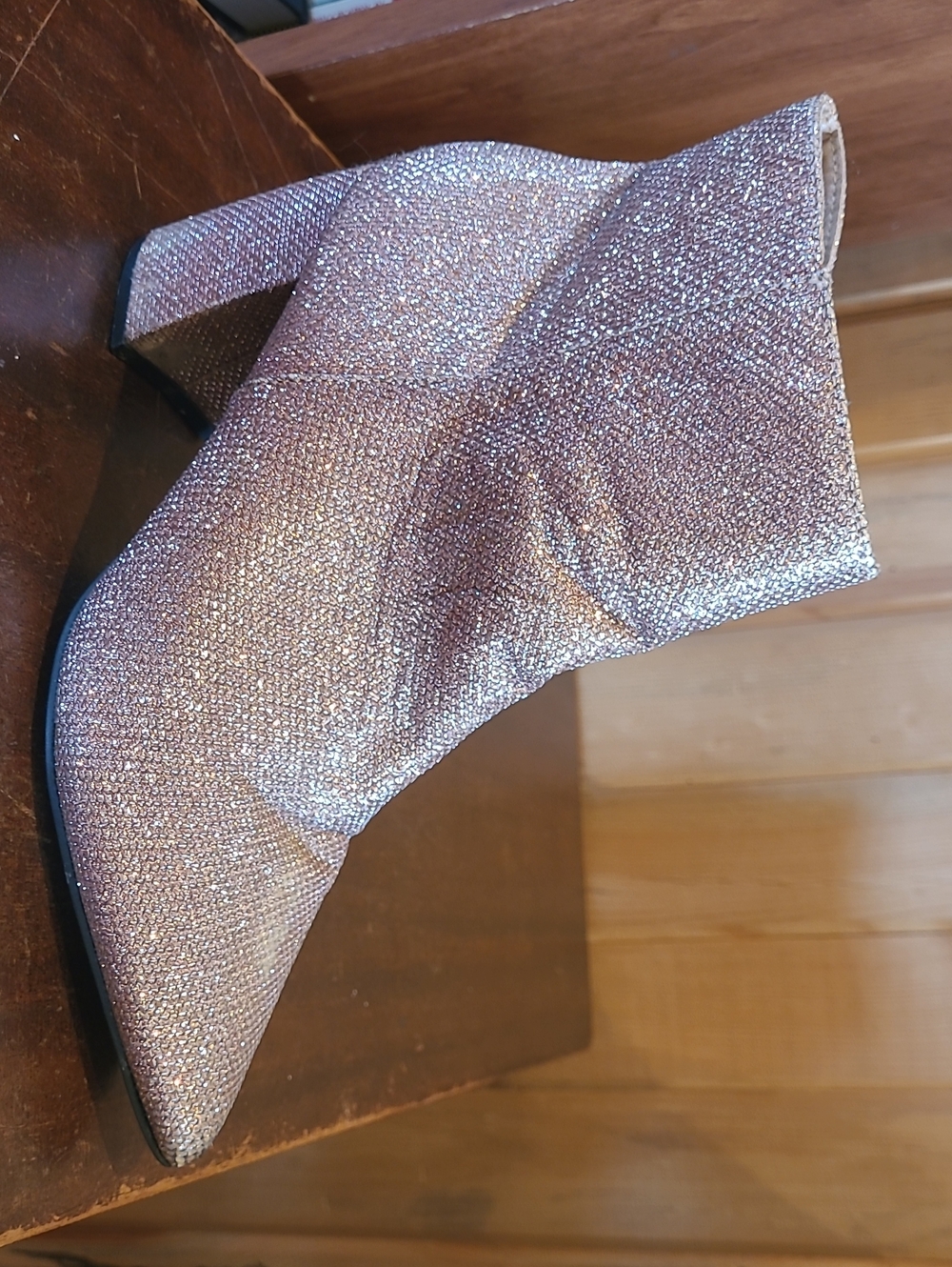 Glitter Ankle Boots - Sparkling Rose Gold Women's Boots